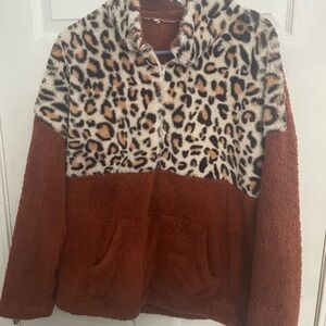Leopard Print Fleece Pullover